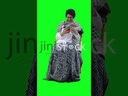 grandmother knitting and holding a mobile with green screen