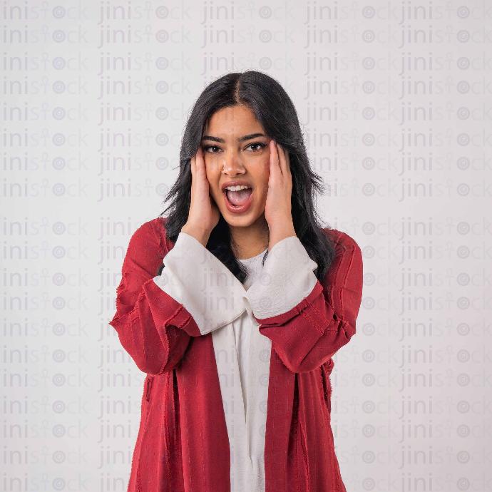 khaliji woman wondering stock image