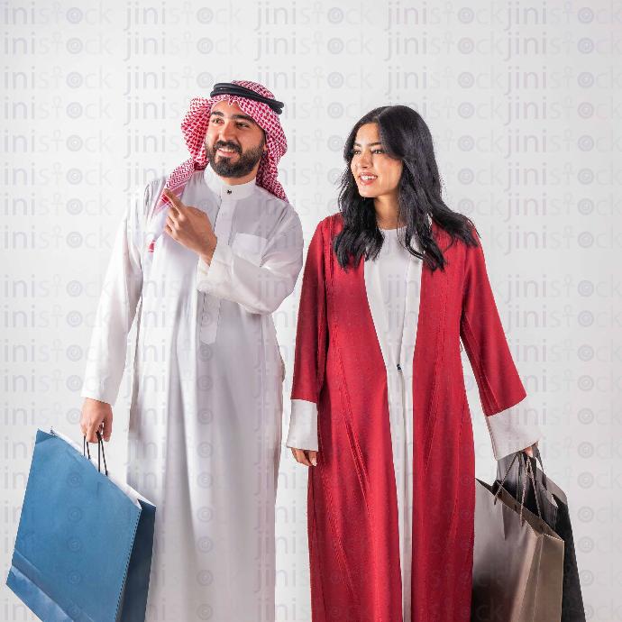 shopping khaliji couples stock image