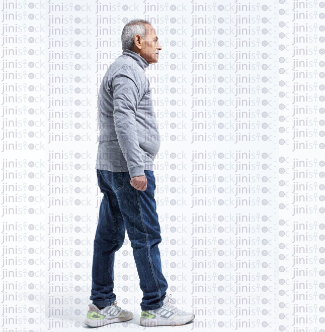 old man walking full length side view