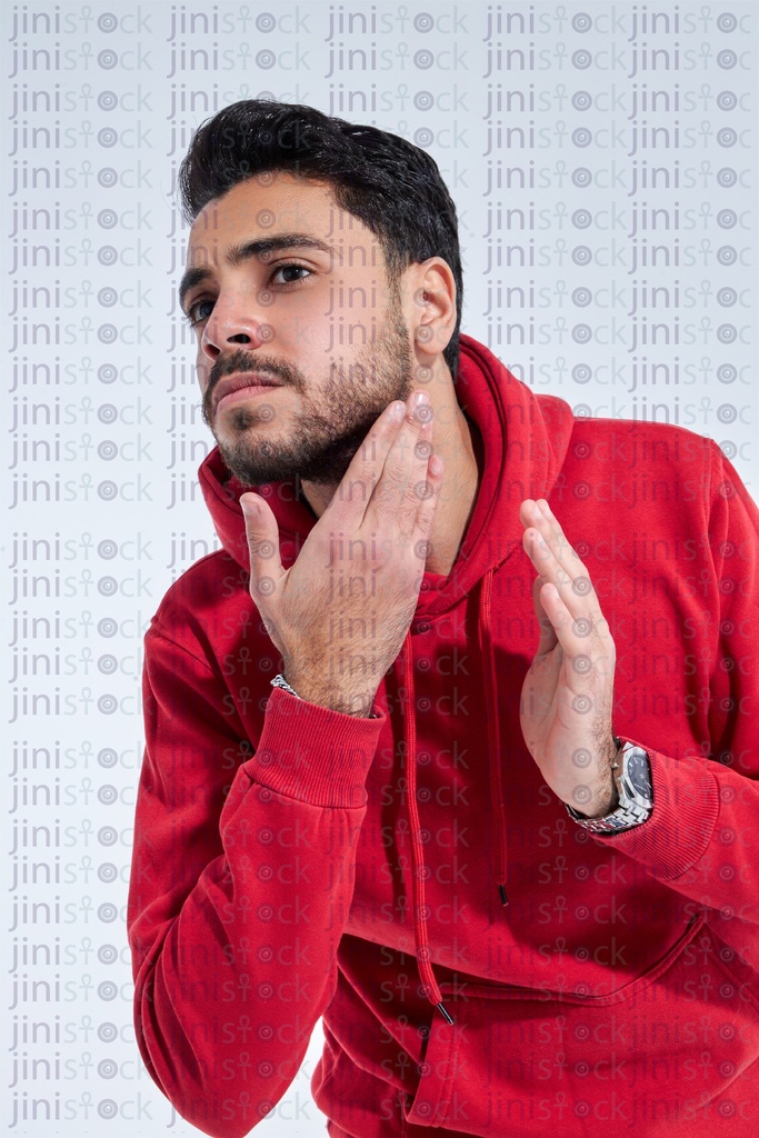 young man checking his beard