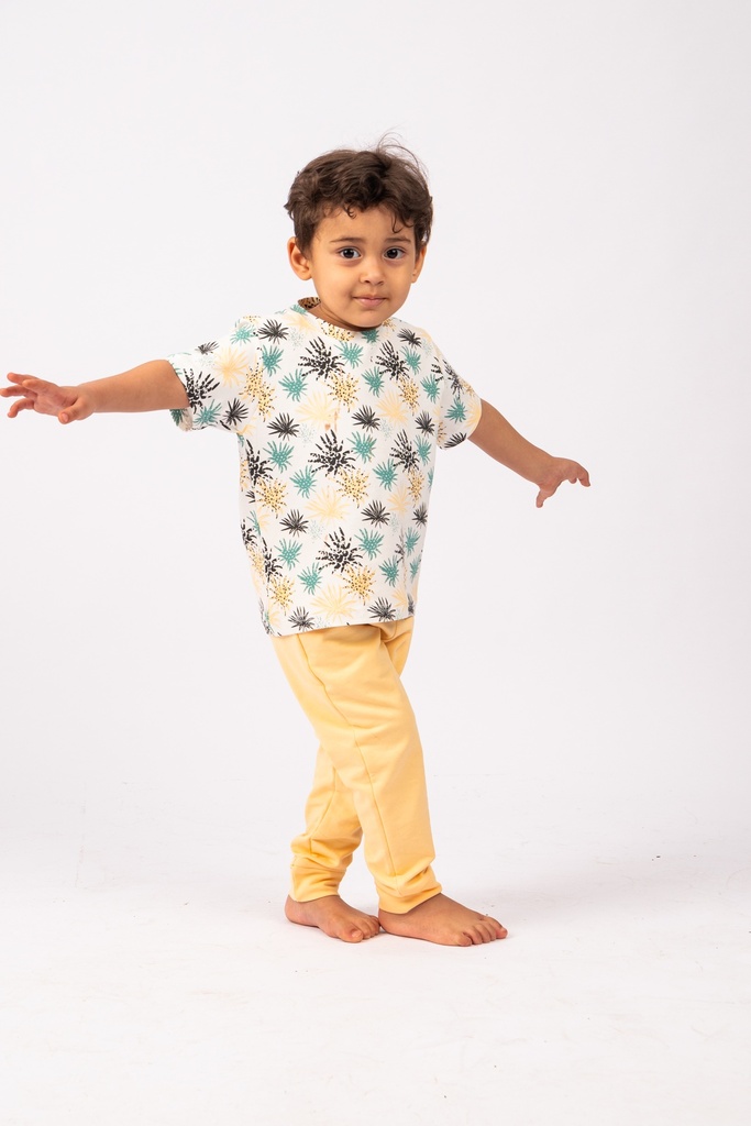 Happy 3 years old boy in pj - stock image