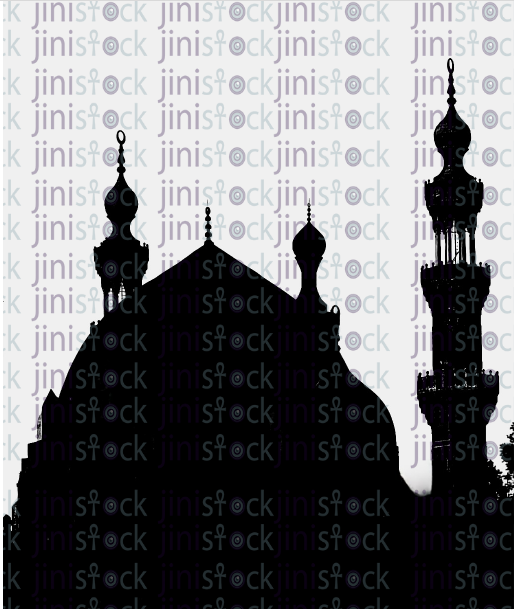 Close-up photo of an ancient mosque - black and white - stock image
