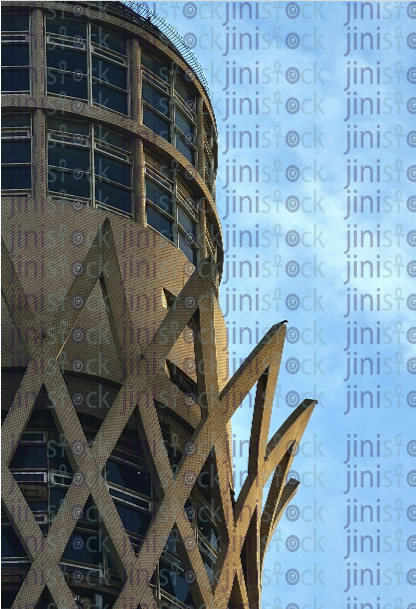 Close-up side view of the Cairo Tower - stock image