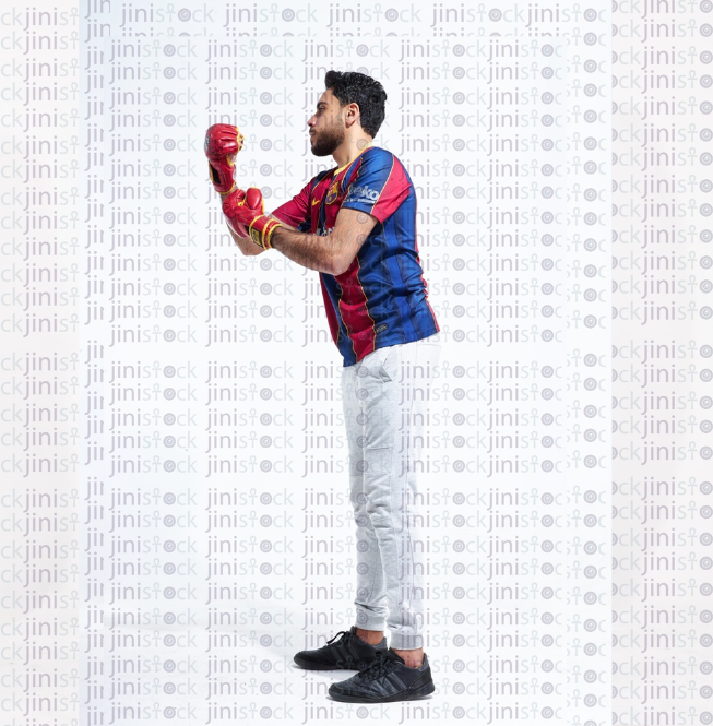 young man boxing side view