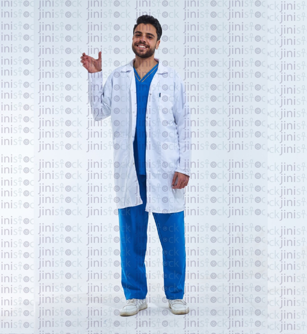 doctor holding something in his hand happy