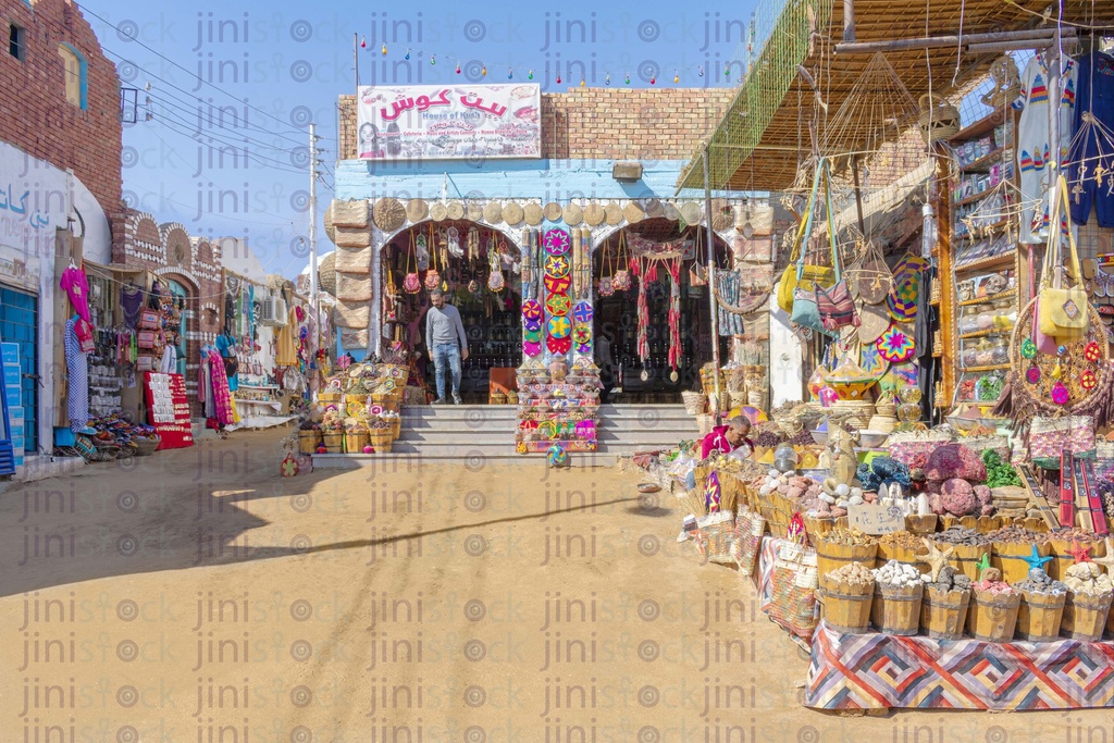 Nubian market and gift shops in gharb sohail- Aswan Egypt