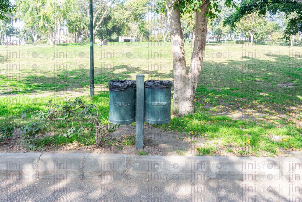 waste basket in a garden