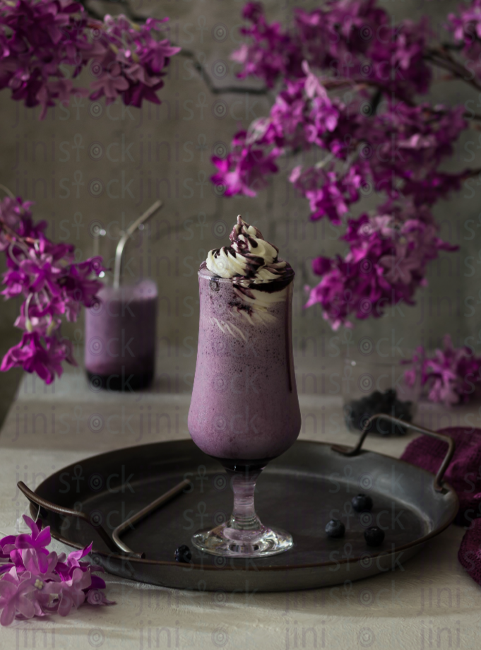 Blueberry milkshake stock image