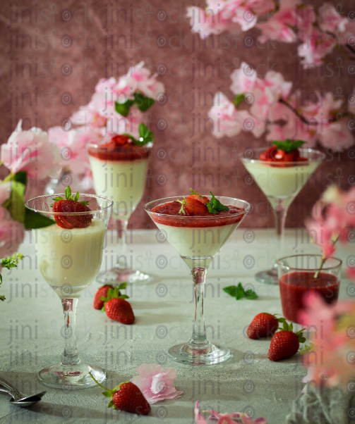 Strawberry Panna Cotta  stock image