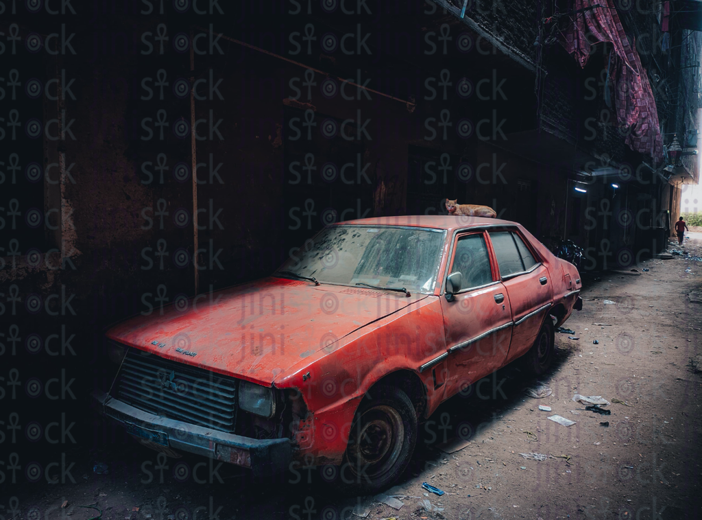 Broken Red Car