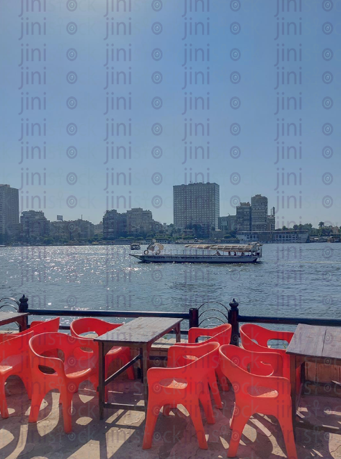 cafeteria or cafe shop on the Nile in Cairo Egypt.