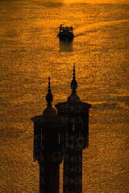 Mosque with a sea view during sunset