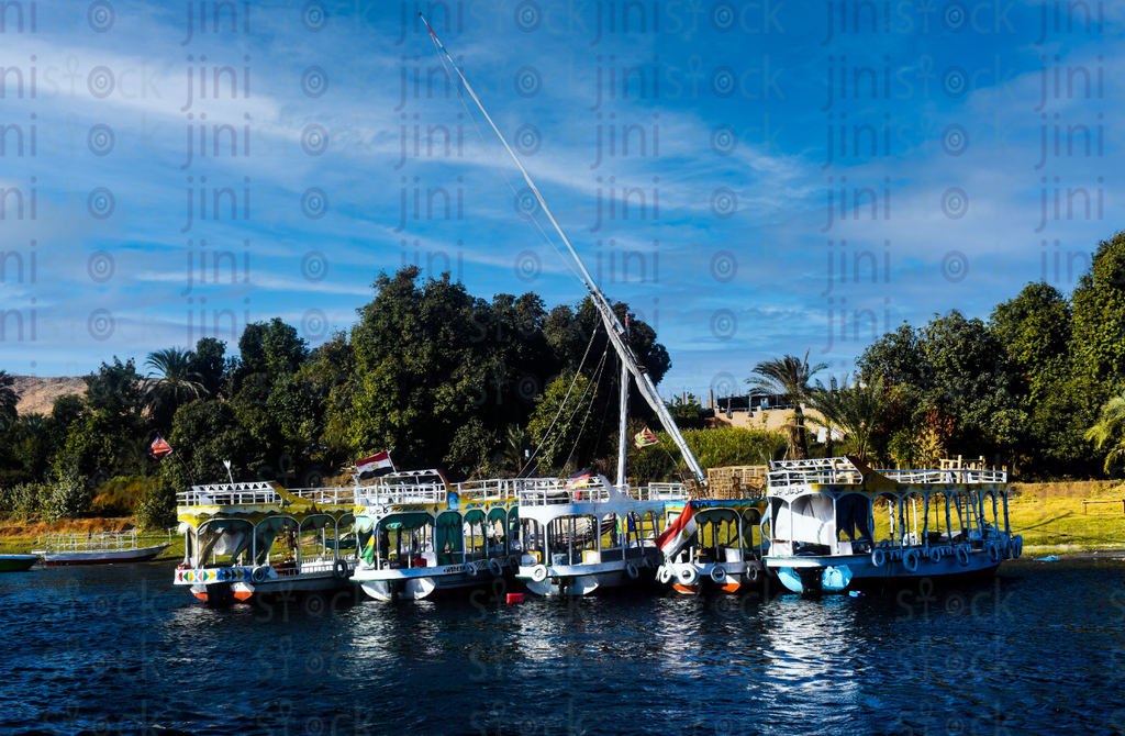 boats parked on the Nile stock image with high quality