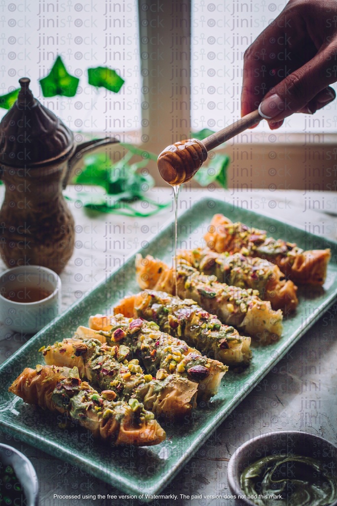 goulash with konafa and nuts