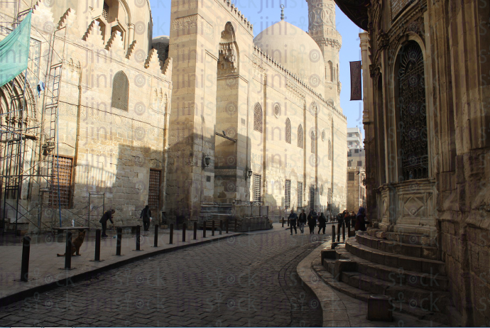 El Moez street stock image old cairo