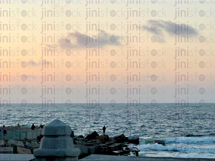 clam sea during sunset - stock image