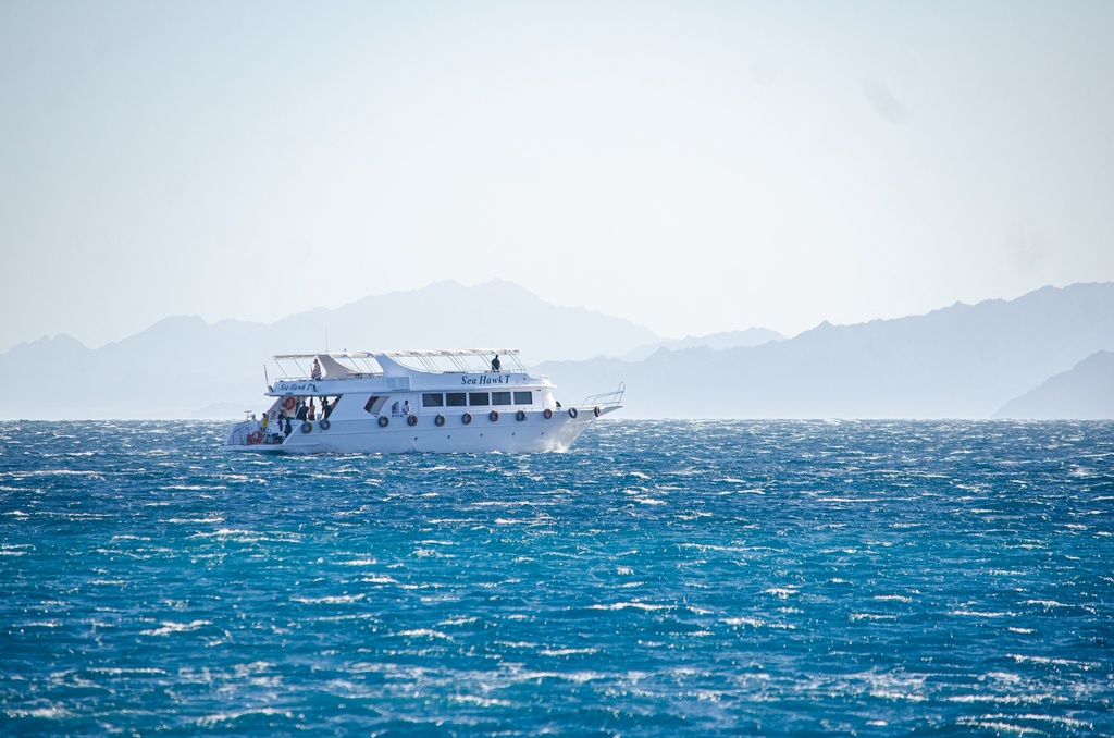 white yacht in the  red sea.