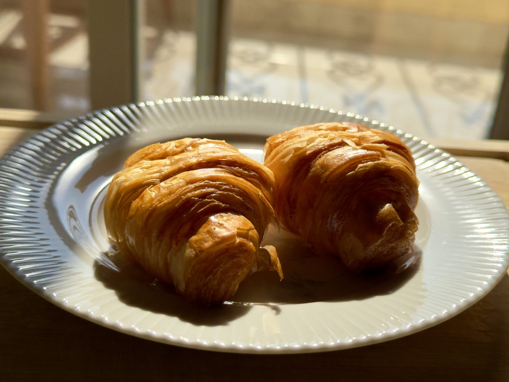 Croissant on a platter