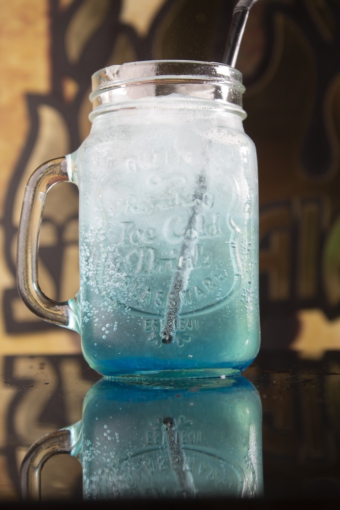 Ice blue soda passion drink