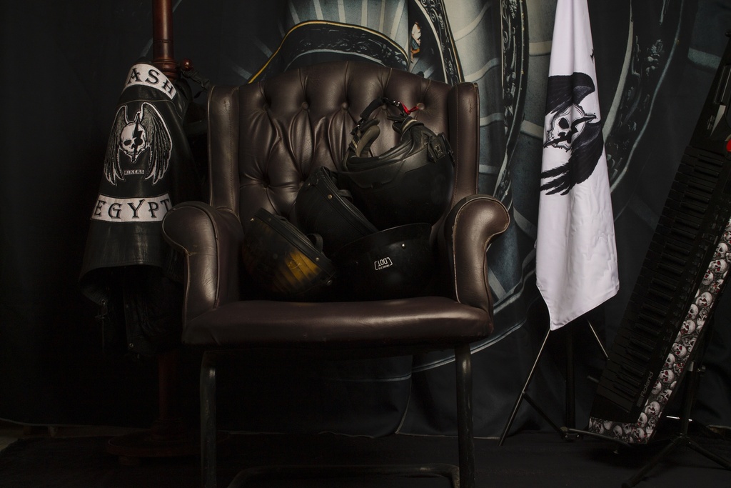 brown leather chair in war game theme