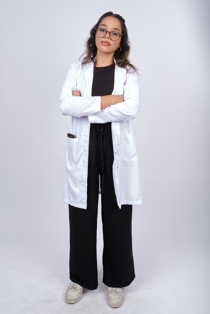 Female Egyptian doctor in a white coat