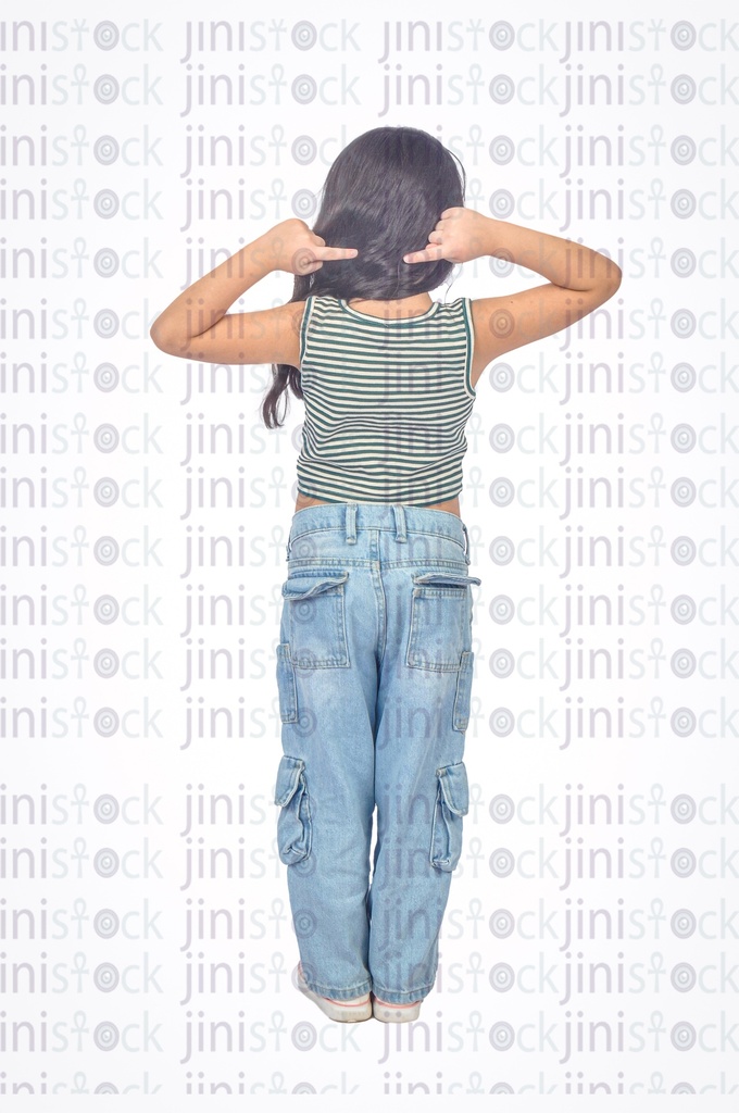 A little girl with her back to the camera