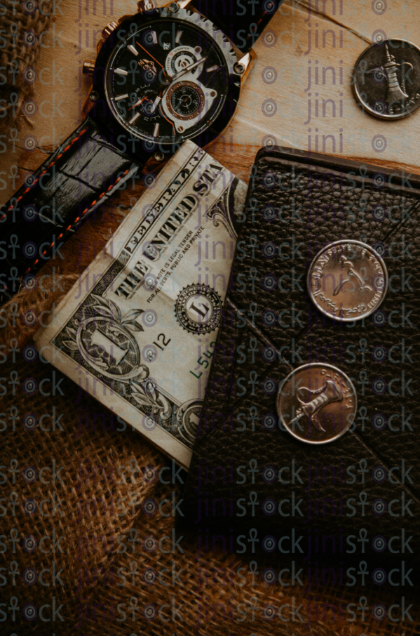 open a dollar in a wallet- Stock images