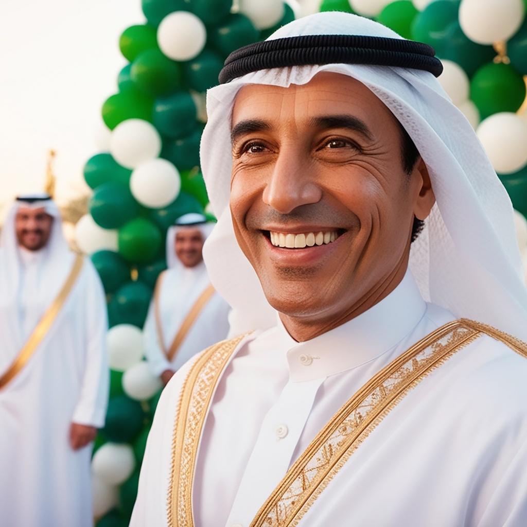 Saudi man celebrates Saudi National Day (ai)