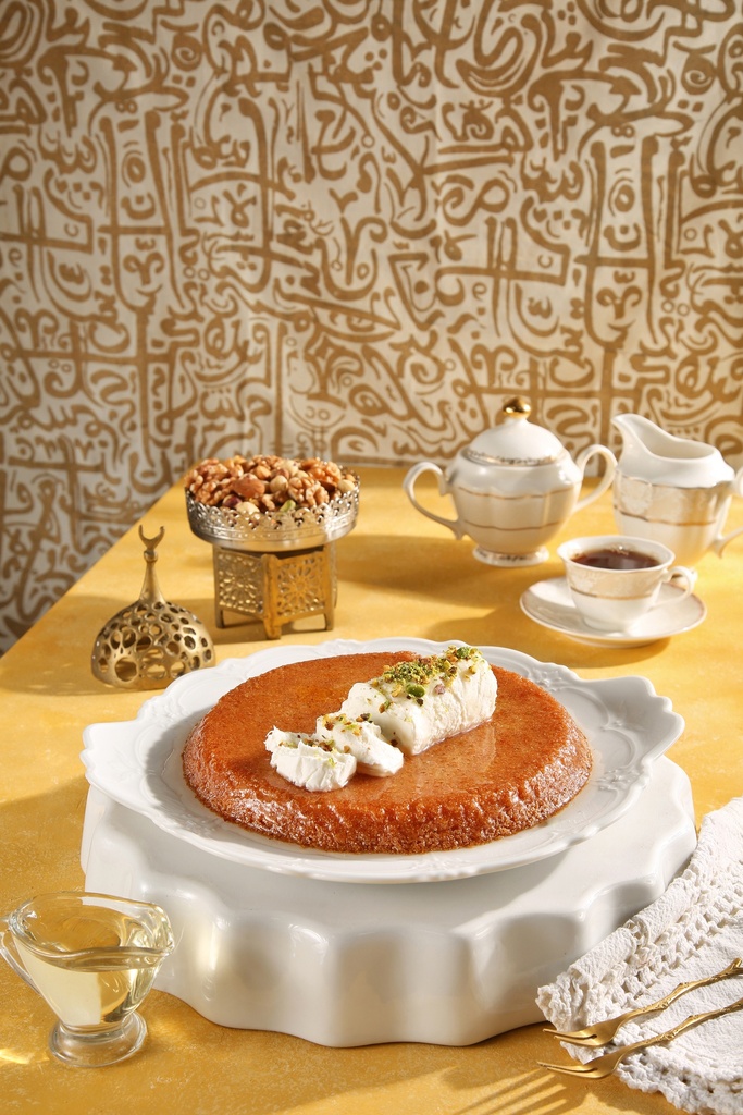 Basbousa with cream