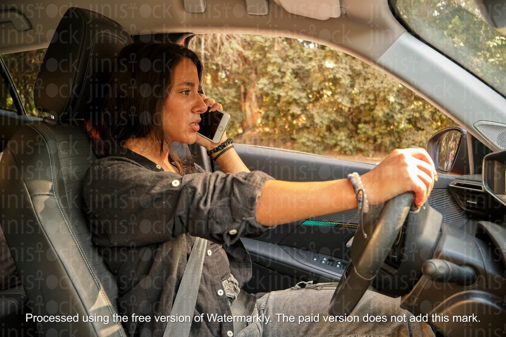 woman talking while driving