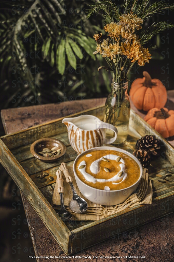 pumpkin soup in Halloween theme