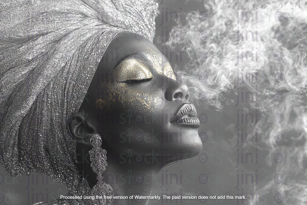 African woman smoking