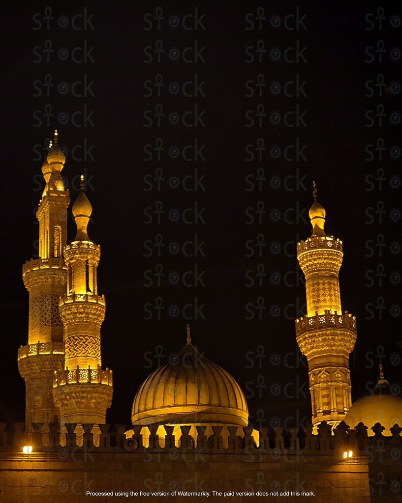 Minaret mosque for el Azhar mosque at night