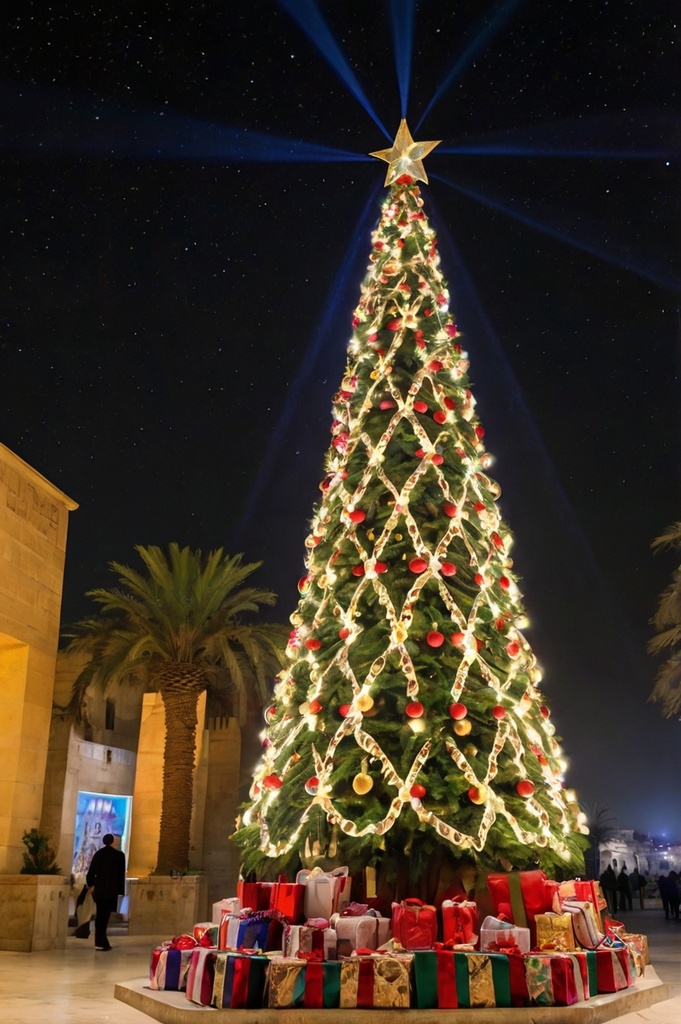 Christmas tree with light in a mall