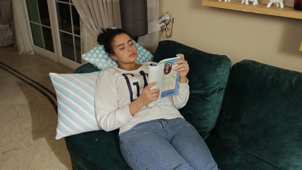 woman reading a book