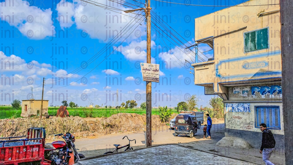 A rural building, Farm, and street in the countryside