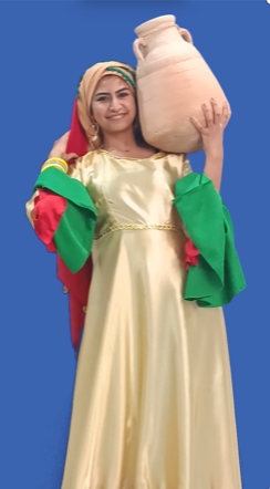 Egyptian farmer girl carrying a balas on a blue screen