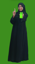 Khaliji woman holding a mobile  green screen