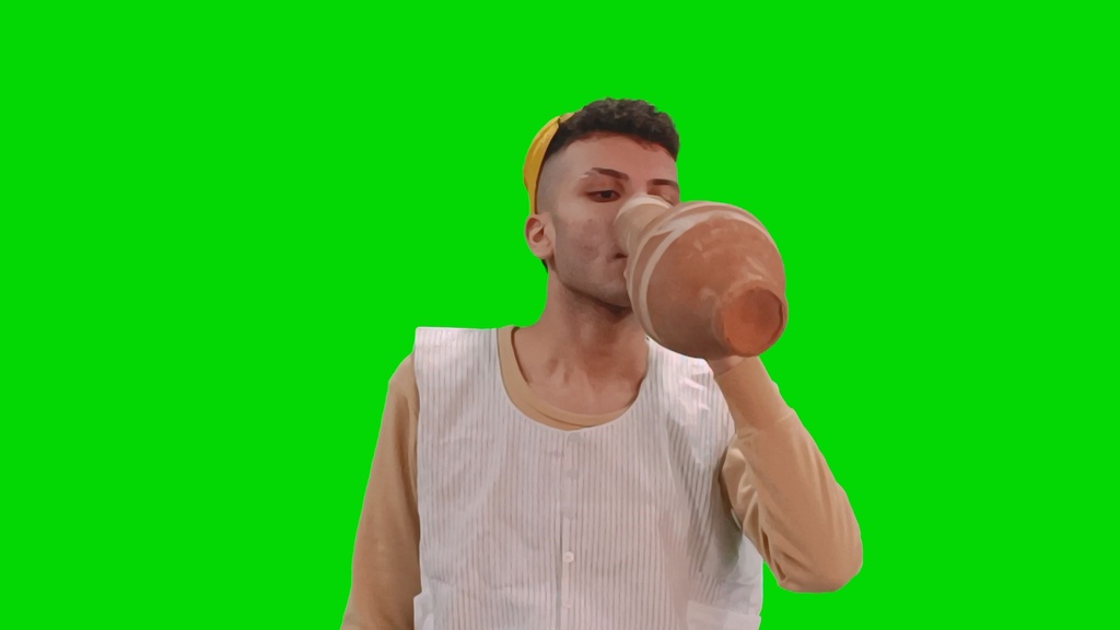 farmer drinking water from Qola