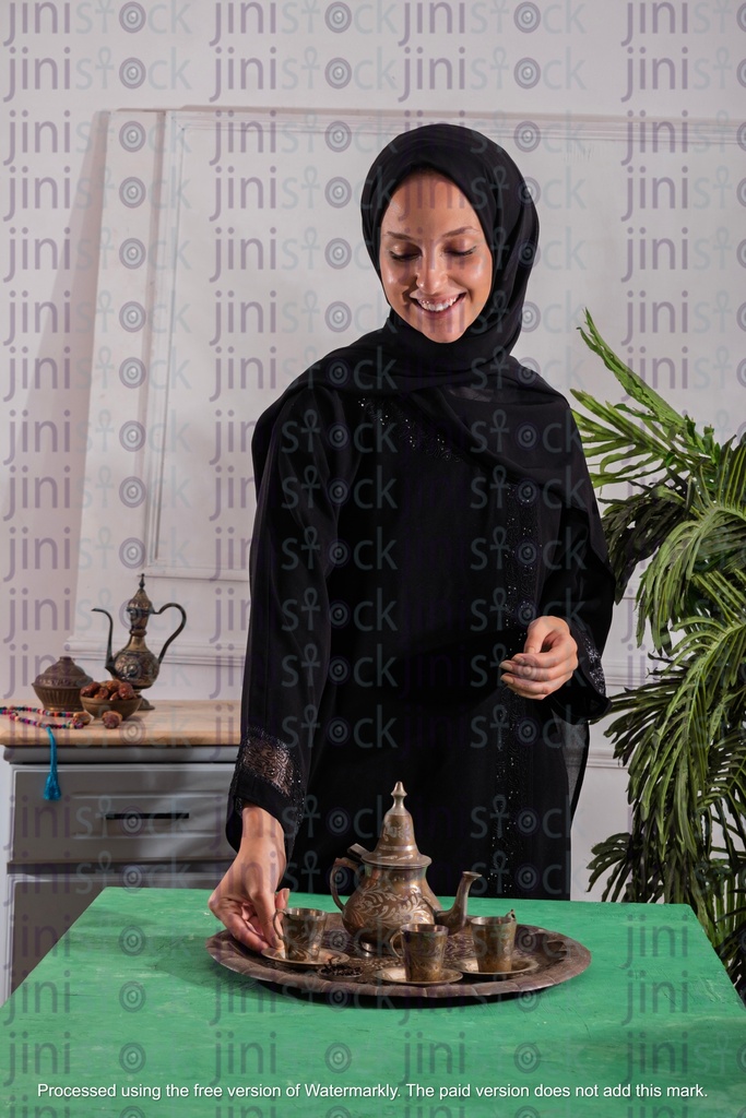 khaliji girl preparing arabian coffee