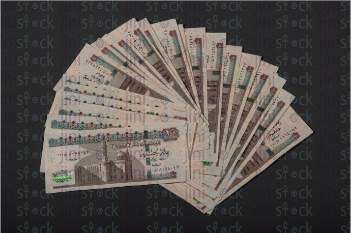 alot of egyptian pound on isoloted back ground - stock image