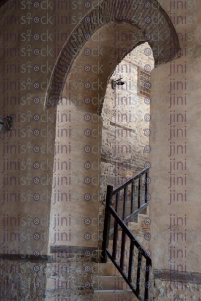 arch at the end of stair case - stock image