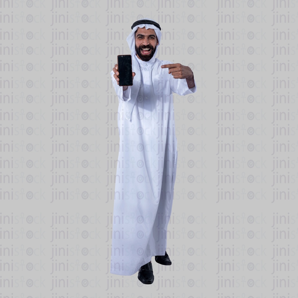 Khaliji saudi man from gulf holding a mobile