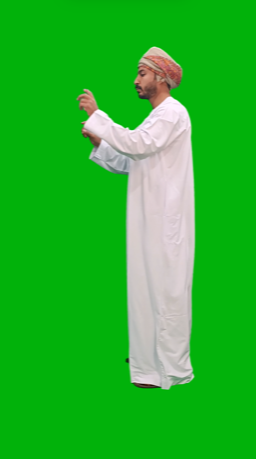 Omani khaliji gulf man side view working on a virtual screen