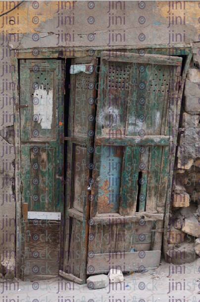 broken old door - stock image