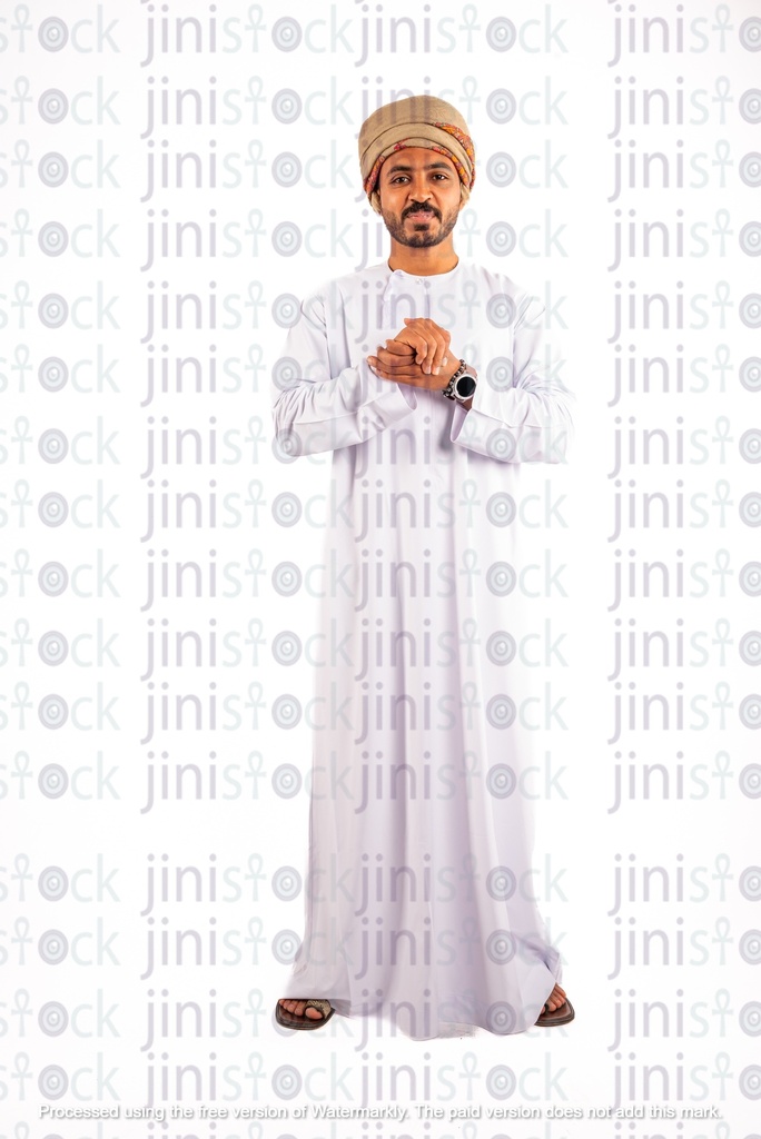 Omani arab khaliji man from gulf standing happy