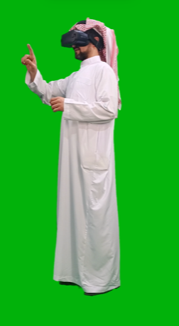 Khaliji saudi arabian man  from the gulf  wearing VR glass side view