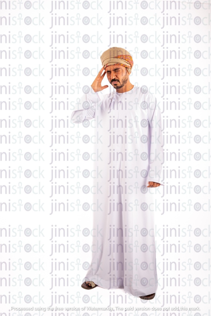 omani man arab khaliji from gulf with headache