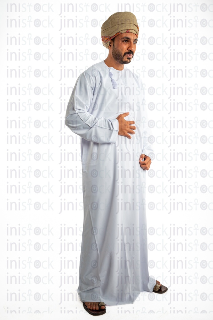 Omani arab khaliji man from gulf with stomach pain